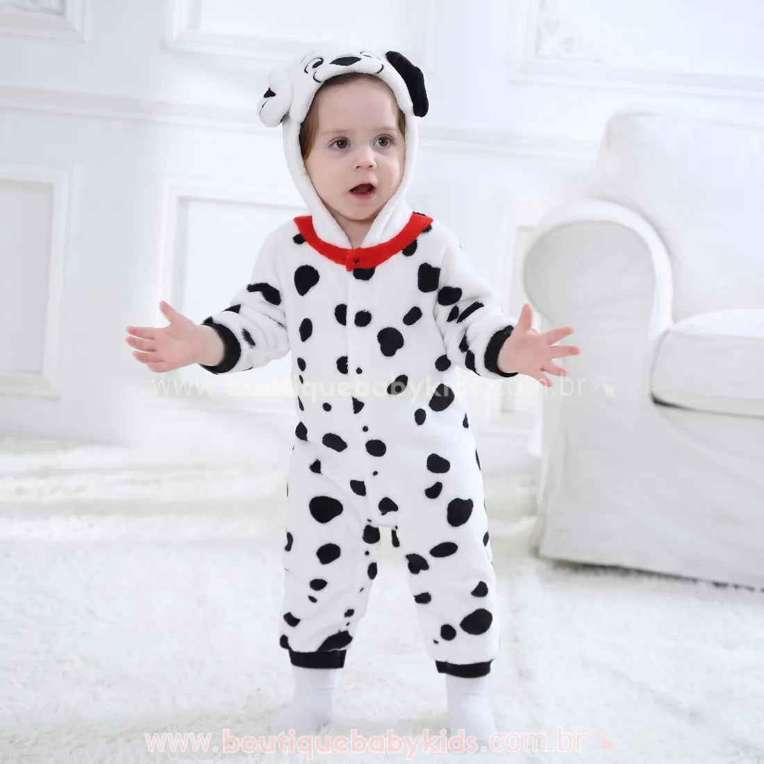 Macacão Bebê Fantasia de Cachorrinho 101 Dálmatas - Boutique Baby Kids