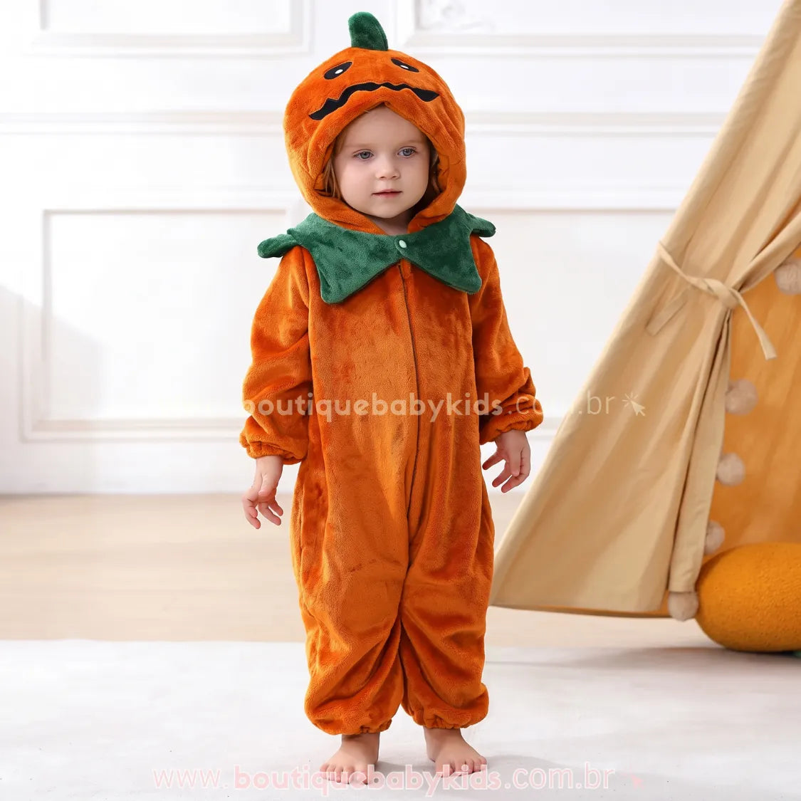 Macacão Bebê Fantasia Abóborinha do Halloween - Boutique Baby Kids