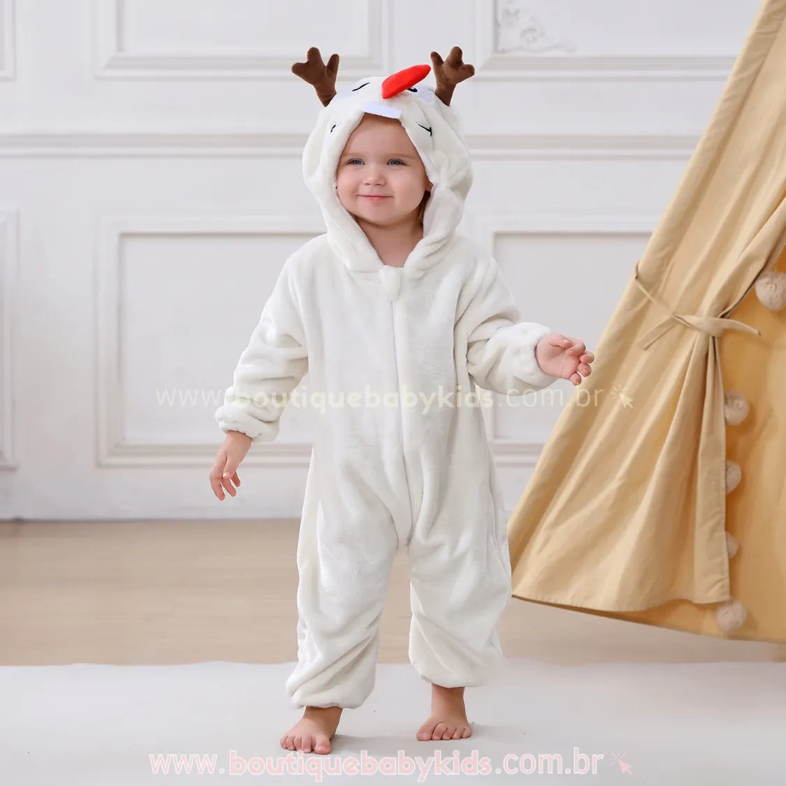 Macacão Bebê Fantasia de Bonequinho de Neve - Boutique Baby Kids