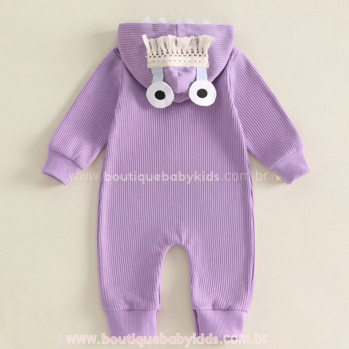 Macacão Bebê Fantasia Boo Monstros S.A. com Capuz Temático Lilás - Boutique Baby Kids
