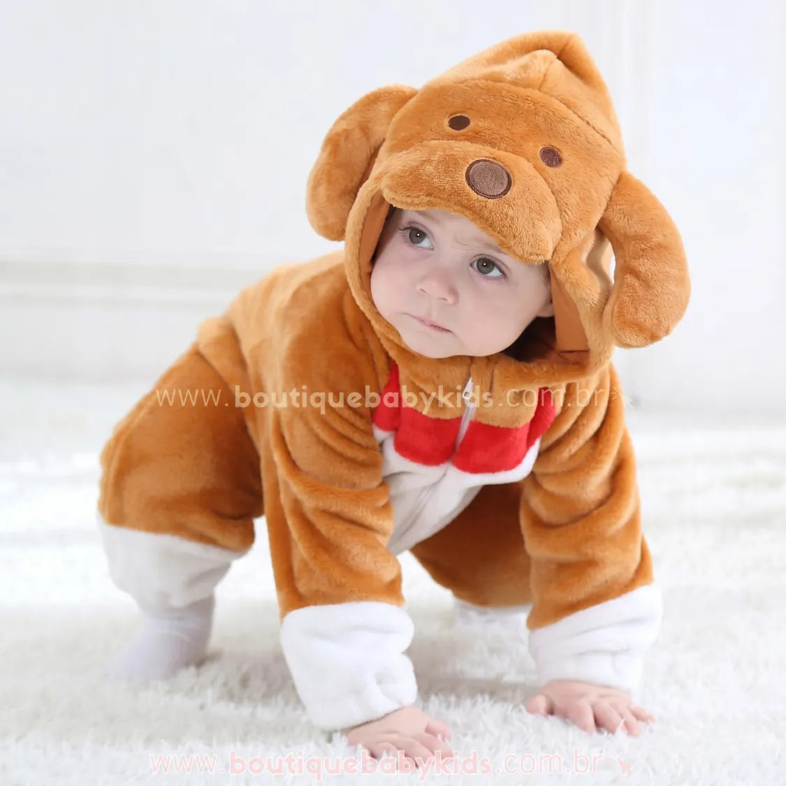 Macacão Bebê Fantasia Bichinho Cachorrinho Caramelo - Boutique Baby Kids