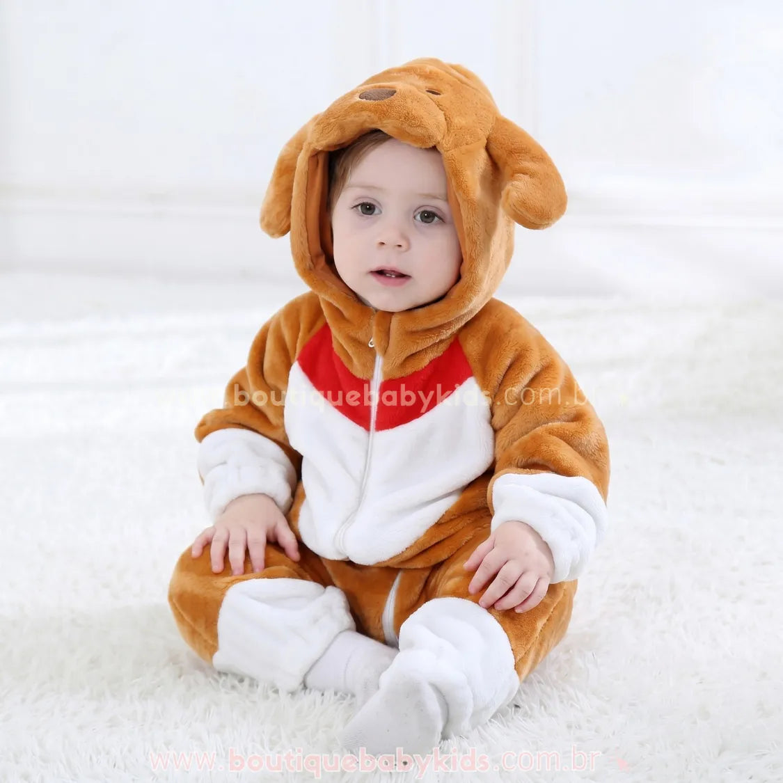 Macacão Bebê Fantasia Bichinho Cachorrinho Caramelo - Boutique Baby Kids
