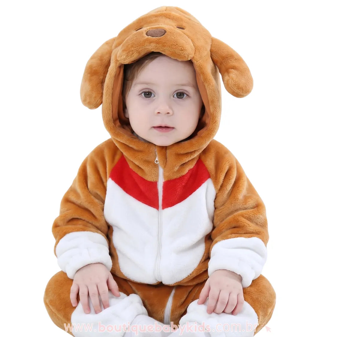 Macacão Bebê Fantasia Bichinho Cachorrinho Caramelo - Boutique Baby Kids