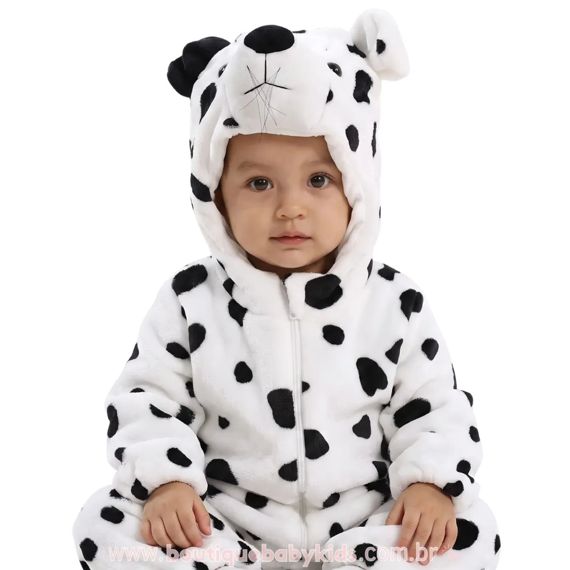 Macacão Bebê Fantasia Bichinho Cachorro Dálmata - Boutique Baby Kids