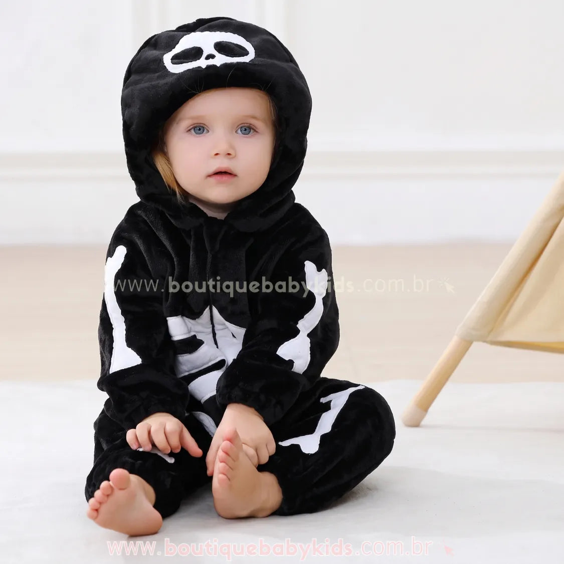 Macacão Bebê Fantasia Caveirinha do Halloween - Boutique Baby Kids