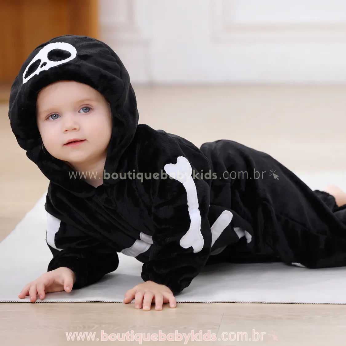 Macacão Bebê Fantasia Caveirinha do Halloween - Boutique Baby Kids