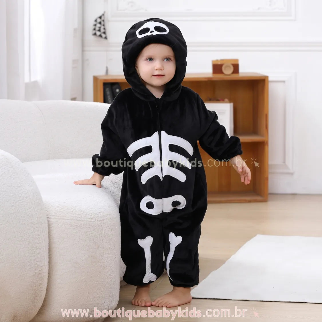 Macacão Bebê Fantasia Caveirinha do Halloween - Boutique Baby Kids
