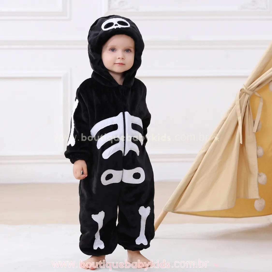 Macacão Bebê Fantasia Caveirinha do Halloween - Boutique Baby Kids
