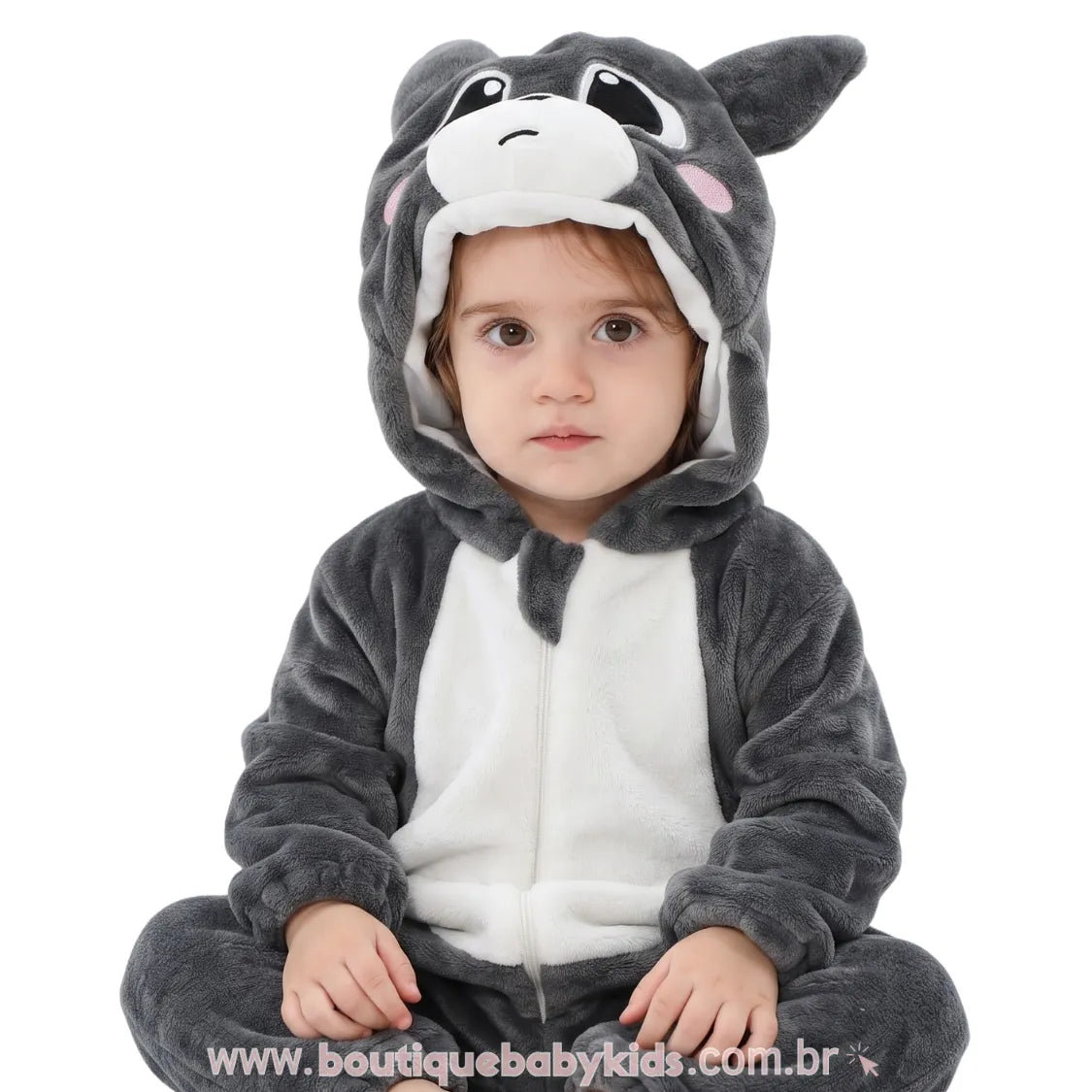 Macacão Bebê Fantasia de Bichinho Chinchila - Boutique Baby Kids