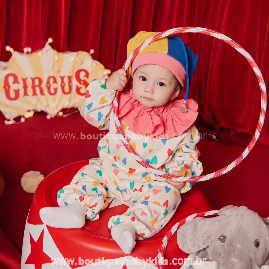 Macacão Bebê Fantasia Circus Palhacinho