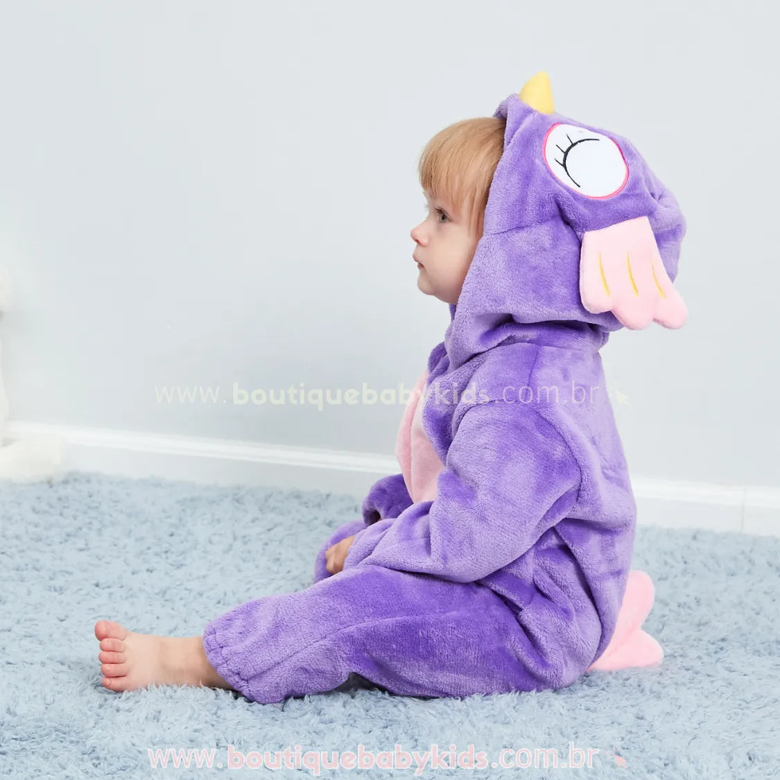 Macacão Bebê Fantasia Coruja Lilás - Boutique Baby Kids