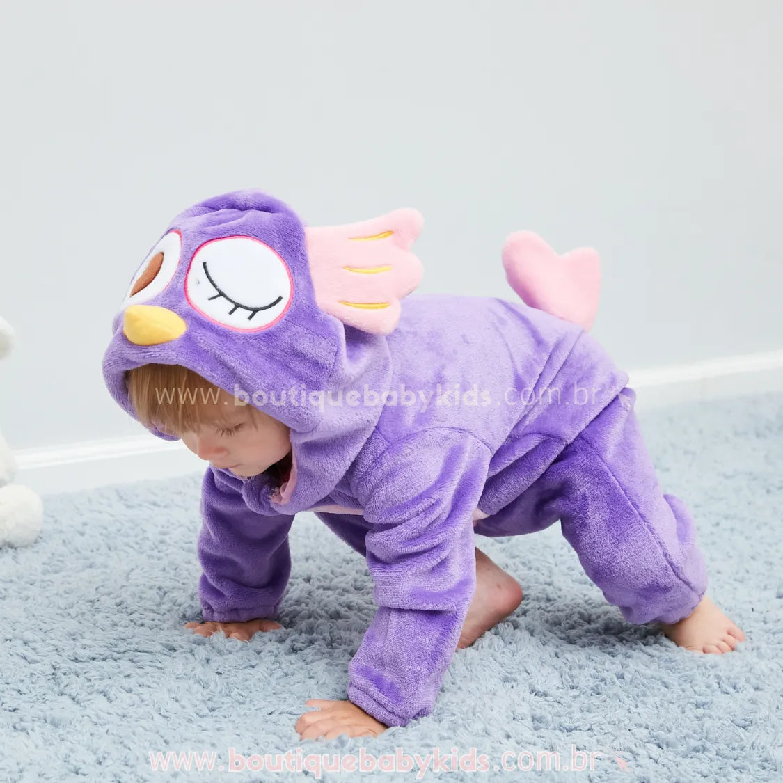 Macacão Bebê Fantasia Coruja Lilás - Boutique Baby Kids