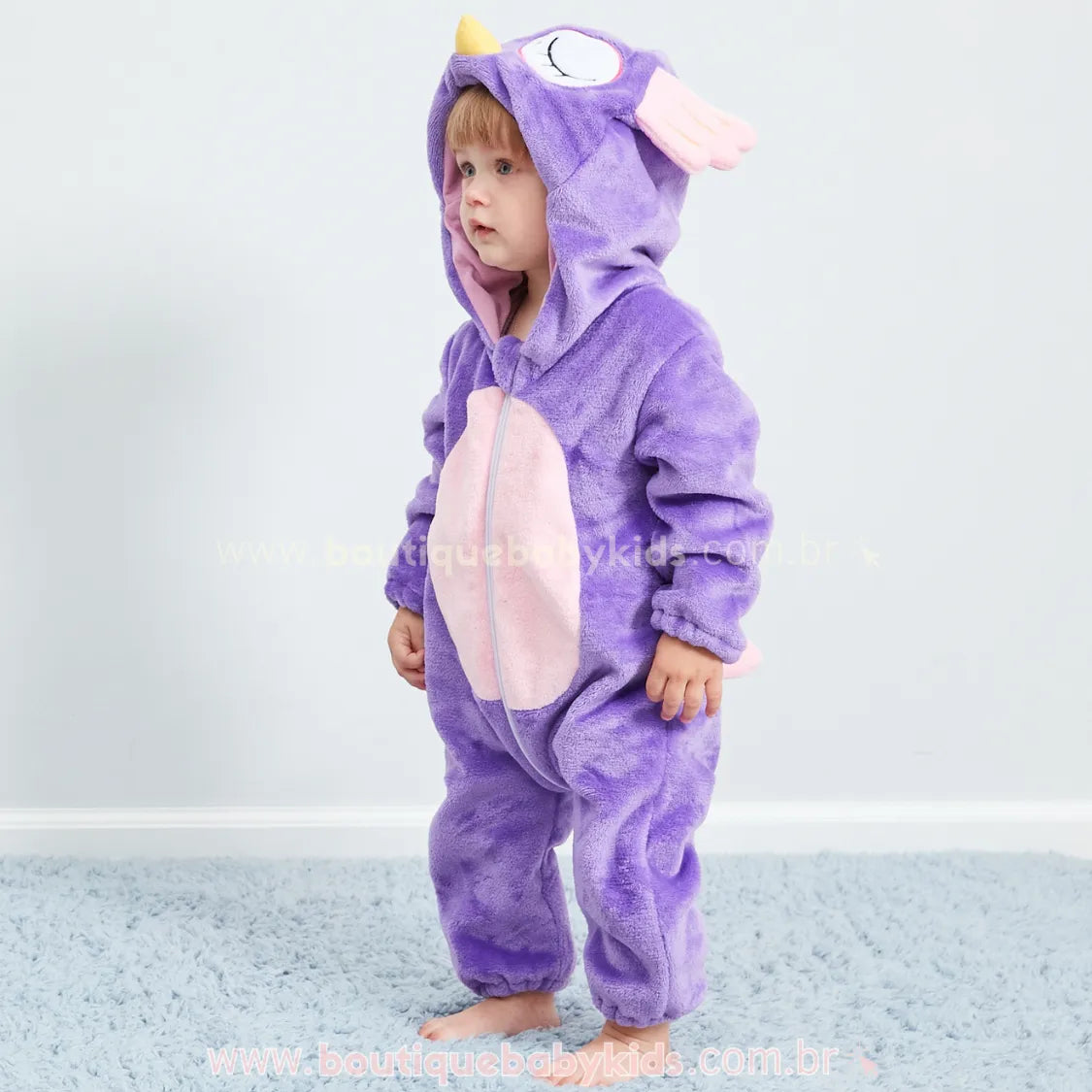 Macacão Bebê Fantasia Coruja Lilás - Boutique Baby Kids