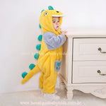 Macacão Bebê Fantasia Bichinho Dinossauro Amarelo - Boutique Baby Kids 