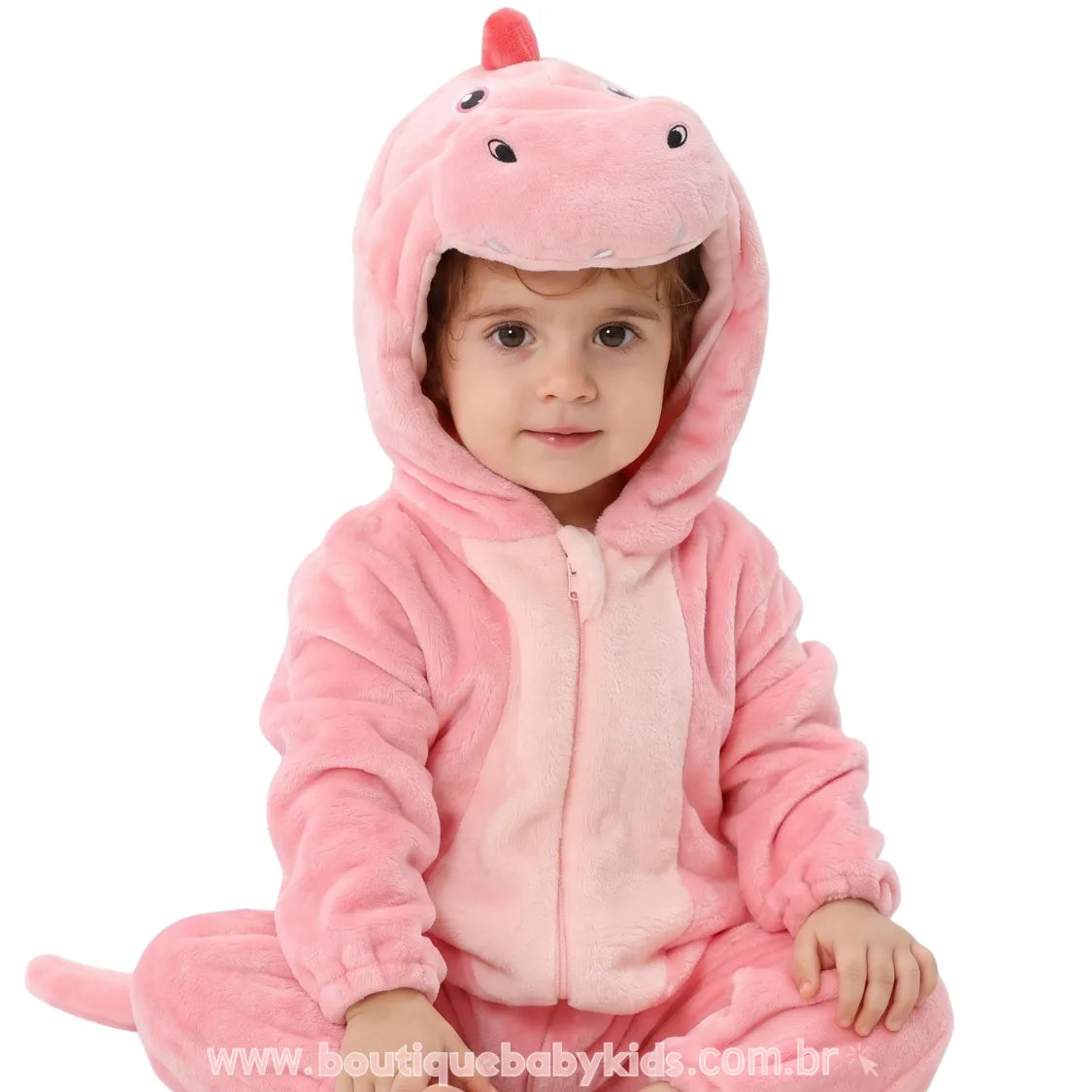 Macacão Bebê Fantasia Bichinho Dinossaura Rosa - Boutique Baby Kids 