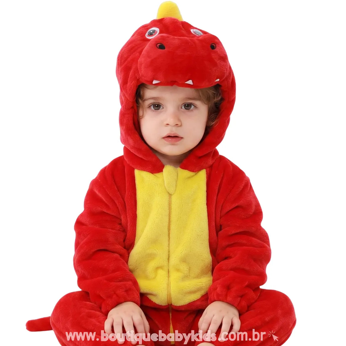 Macacão Bebê Fantasia Bichinho Dinossauro Vermelho - Boutique Baby Kids 