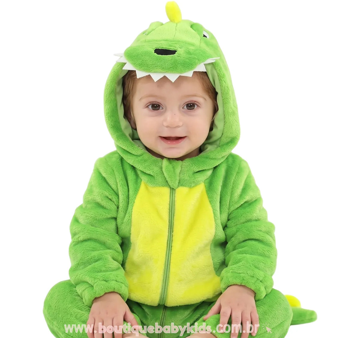 Macacão Bebê Fantasia Bichinho Dinossauro Verde - Boutique Baby Kids 