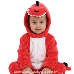Macacão Bebê Fantasia Bichinho Dinossauro Vermelho - Boutique Baby Kids 