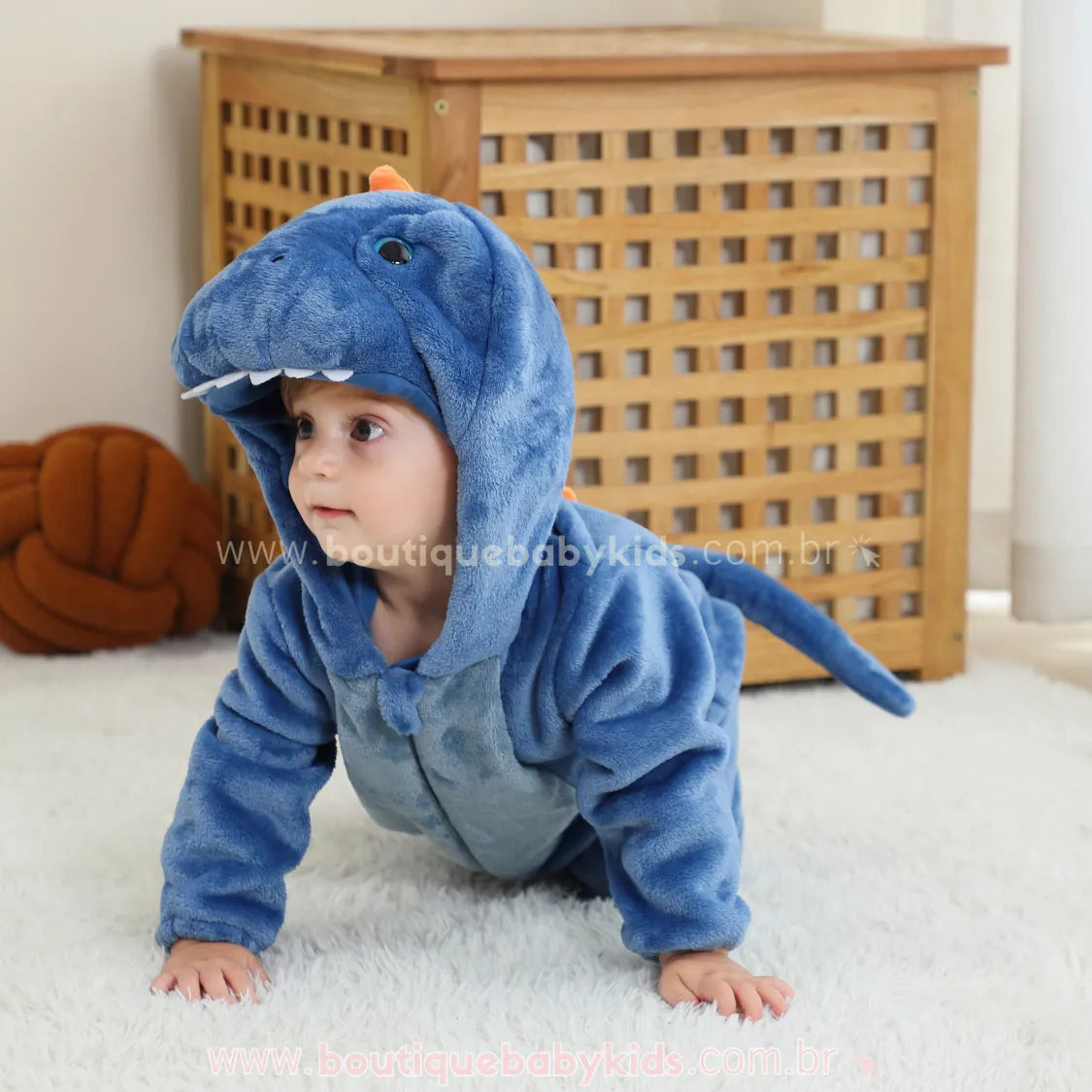Macacão Bebê Fantasia Bichinho Dinossauro Azul - Boutique Baby Kids
