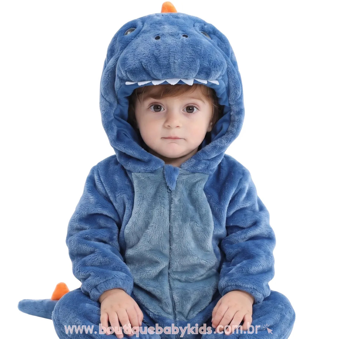 Macacão Bebê Fantasia Bichinho Dinossauro Azul - Boutique Baby Kids