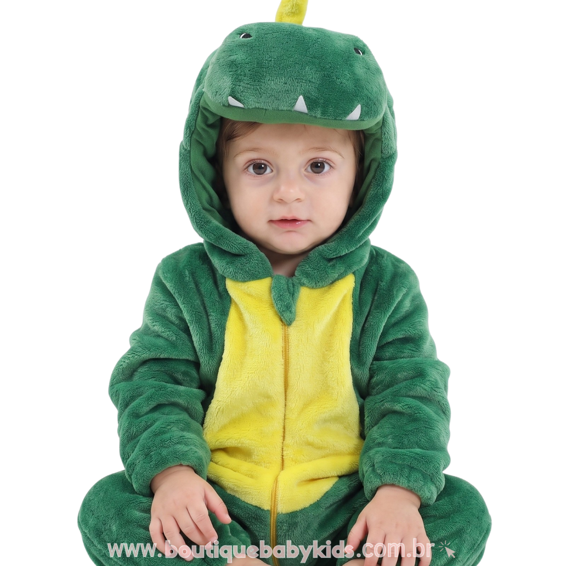 Macacão Bebê Fantasia Bichinho Dinossauro Verde - Boutique Baby Kids