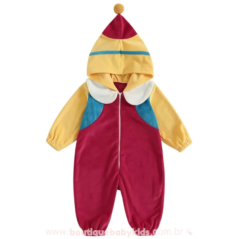 Macacão Bebê Fantasia Disney Bonequinho Pinóquio - Boutique Baby Kids