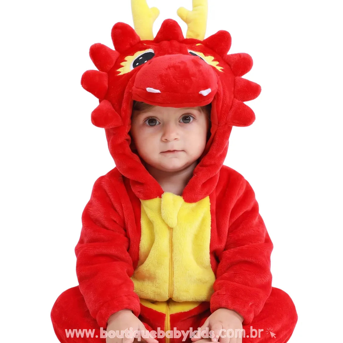 Macacão Bebê Fantasia Bichinho Dragão Vermelho - Boutique Baby Kids