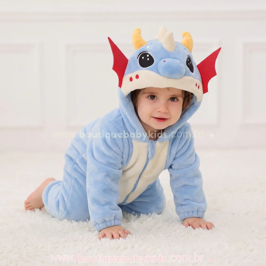 Macacão Bebê Fantasia de Bichinho Dragãozinho Azul - Boutique Baby Kids