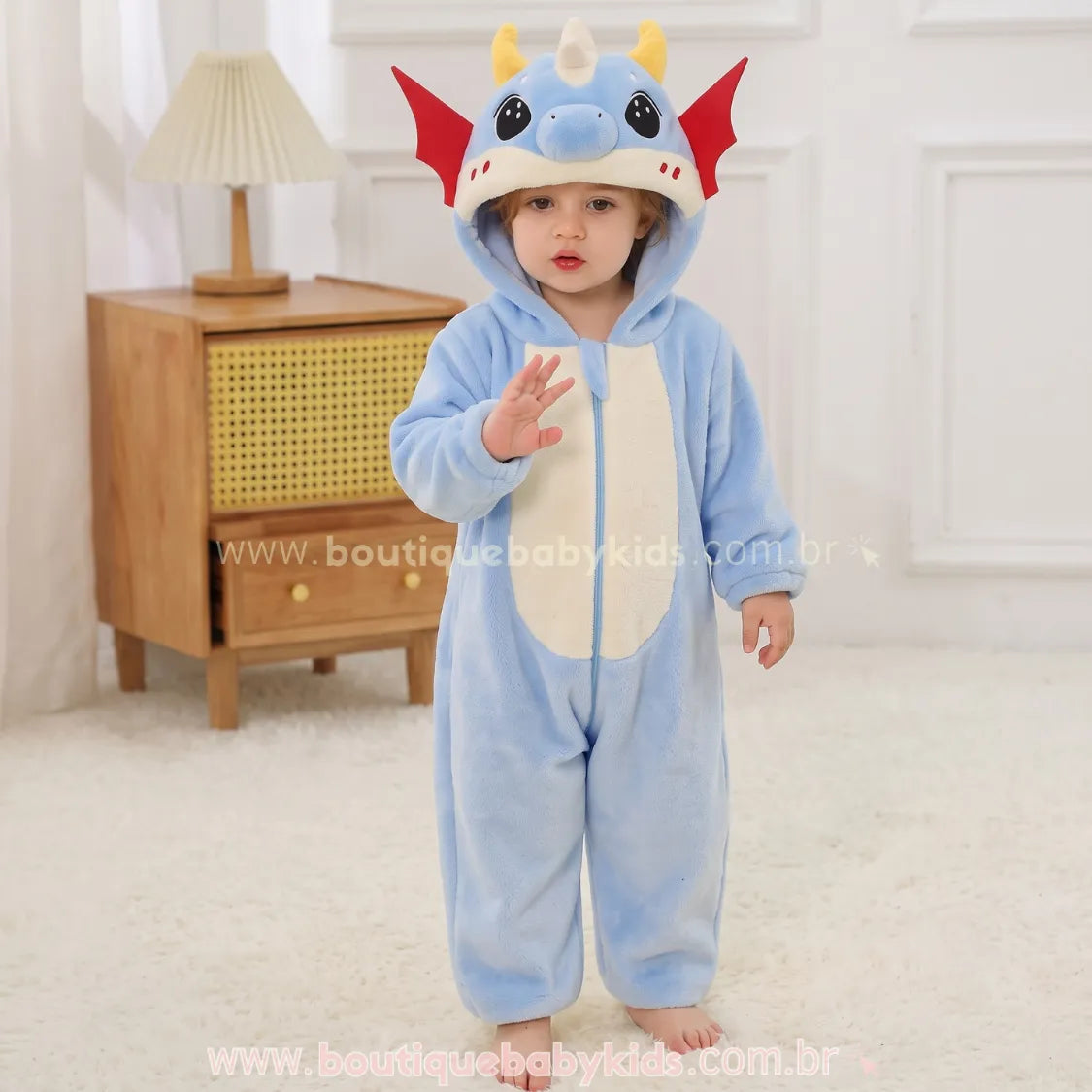 Macacão Bebê Fantasia de Bichinho Dragãozinho Azul - Boutique Baby Kids