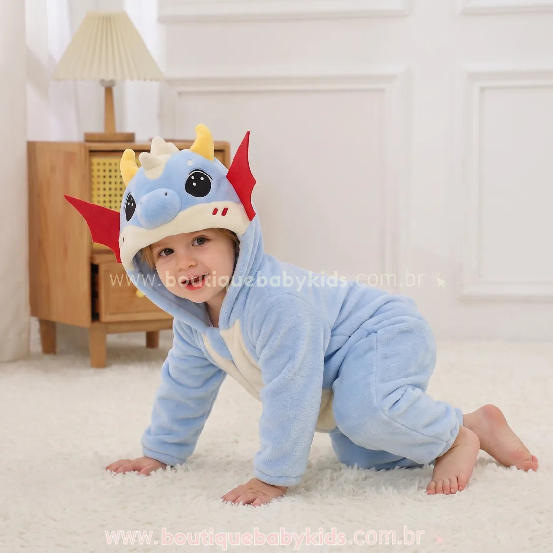 Macacão Bebê Fantasia de Bichinho Dragãozinho Azul - Boutique Baby Kids