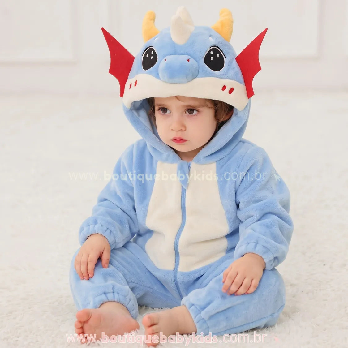 Macacão Bebê Fantasia de Bichinho Dragãozinho Azul - Boutique Baby Kids