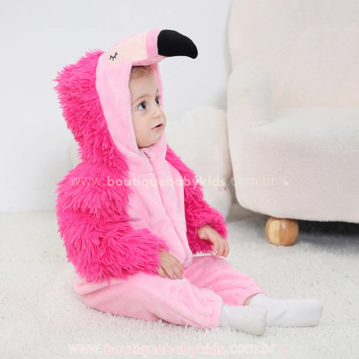 Macacão Bebê Fantasia Flamingo Rosa - Boutique Baby Kids