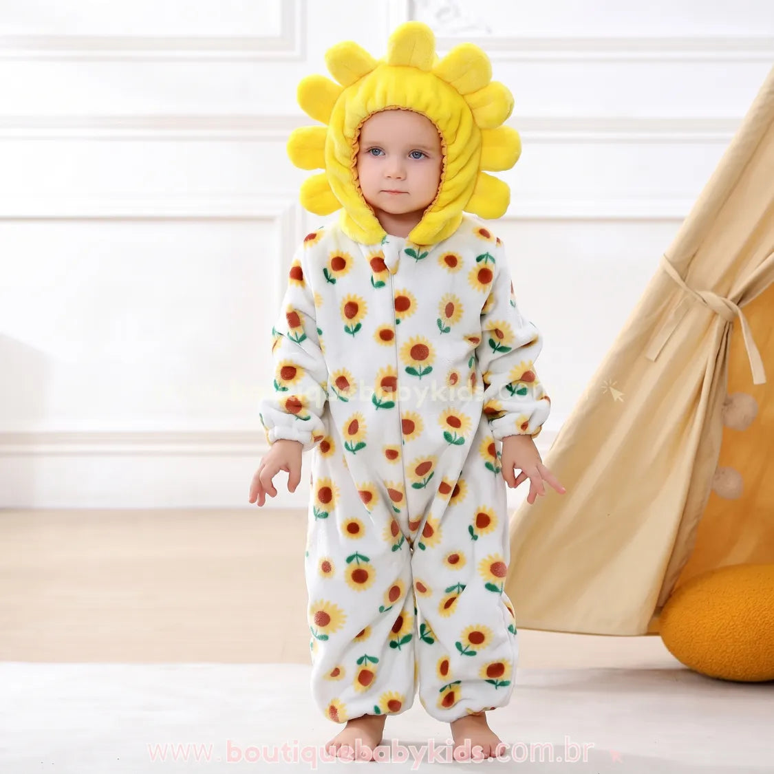 Macacão Bebê Fantasia Flor de Girassol - Boutique Baby Kids