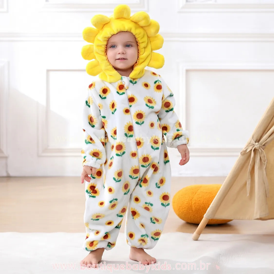 Macacão Bebê Fantasia Flor de Girassol - Boutique Baby Kids