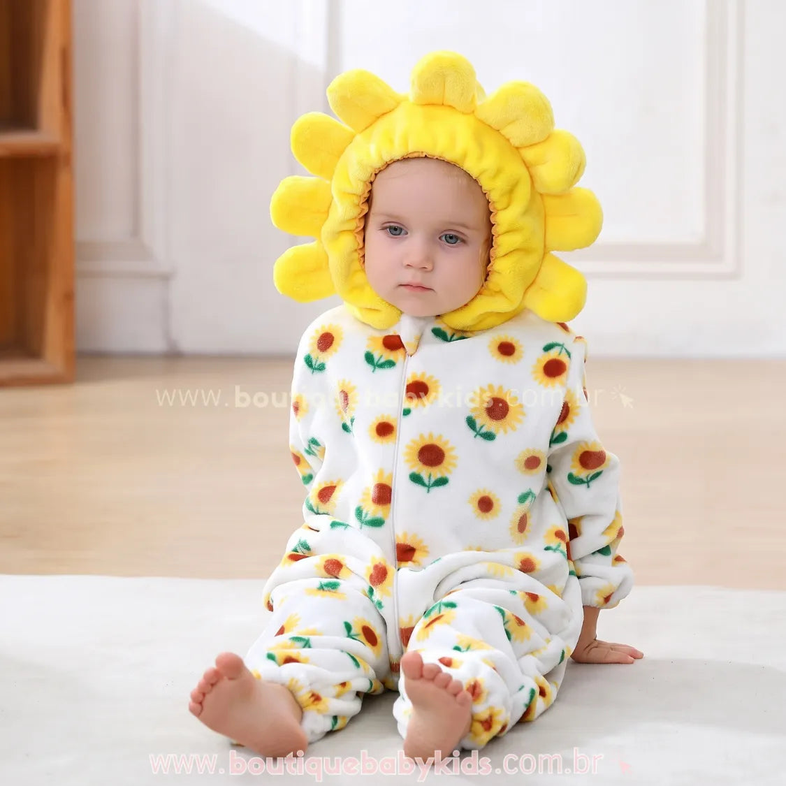 Macacão Bebê Fantasia Flor de Girassol - Boutique Baby Kids