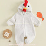 Macacão Bebê Fantasia de Galinha Branca com Capuz - Boutique Baby Kids