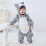 Macacão Bebê Fantasia de Bichinho Gatinho Cinza - Boutique Baby Kids 