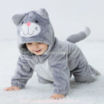 Macacão Bebê Fantasia de Bichinho Gatinho Cinza - Boutique Baby Kids 