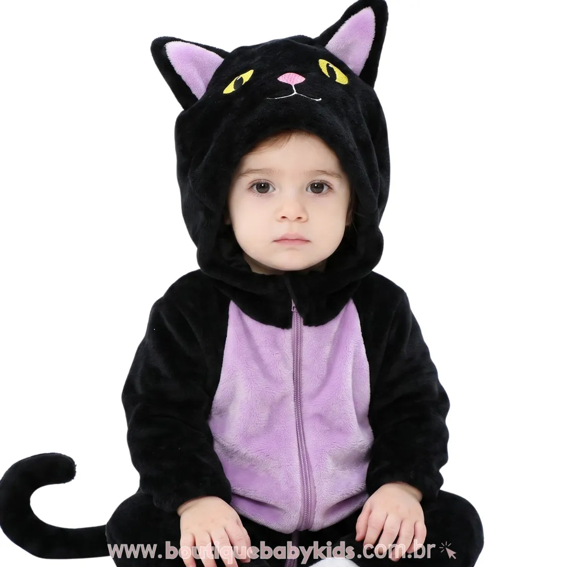 Macacão Bebê Fantasia Bichinho Gatinho Preto Halloween - Boutique Baby Kids