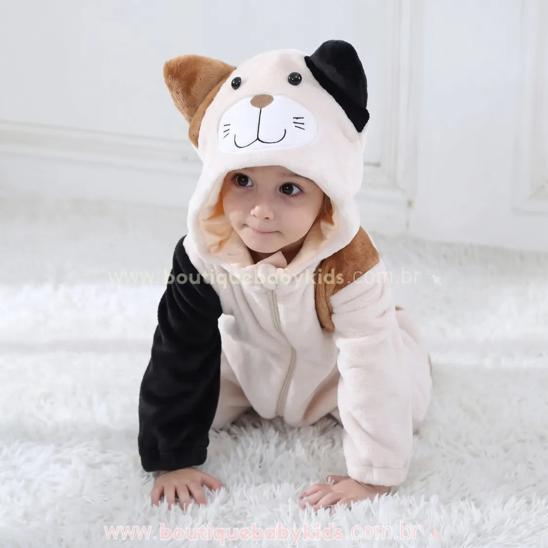 Macacão Bebê Fantasia Bichinho Gatinho Tricolor - Boutique Baby Kids