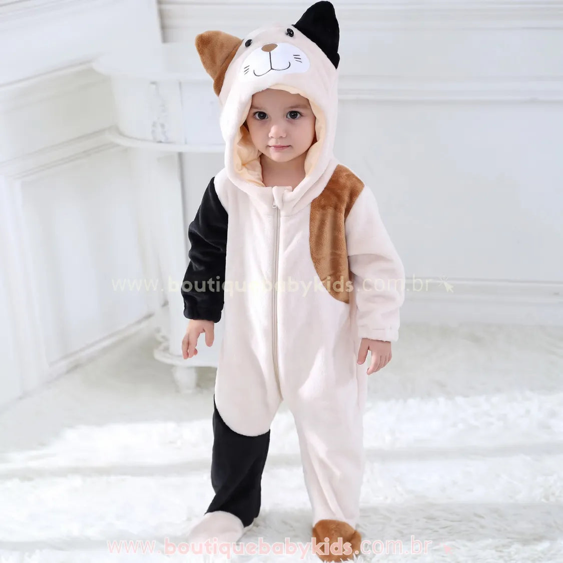 Macacão Bebê Fantasia Bichinho Gatinho Tricolor - Boutique Baby Kids