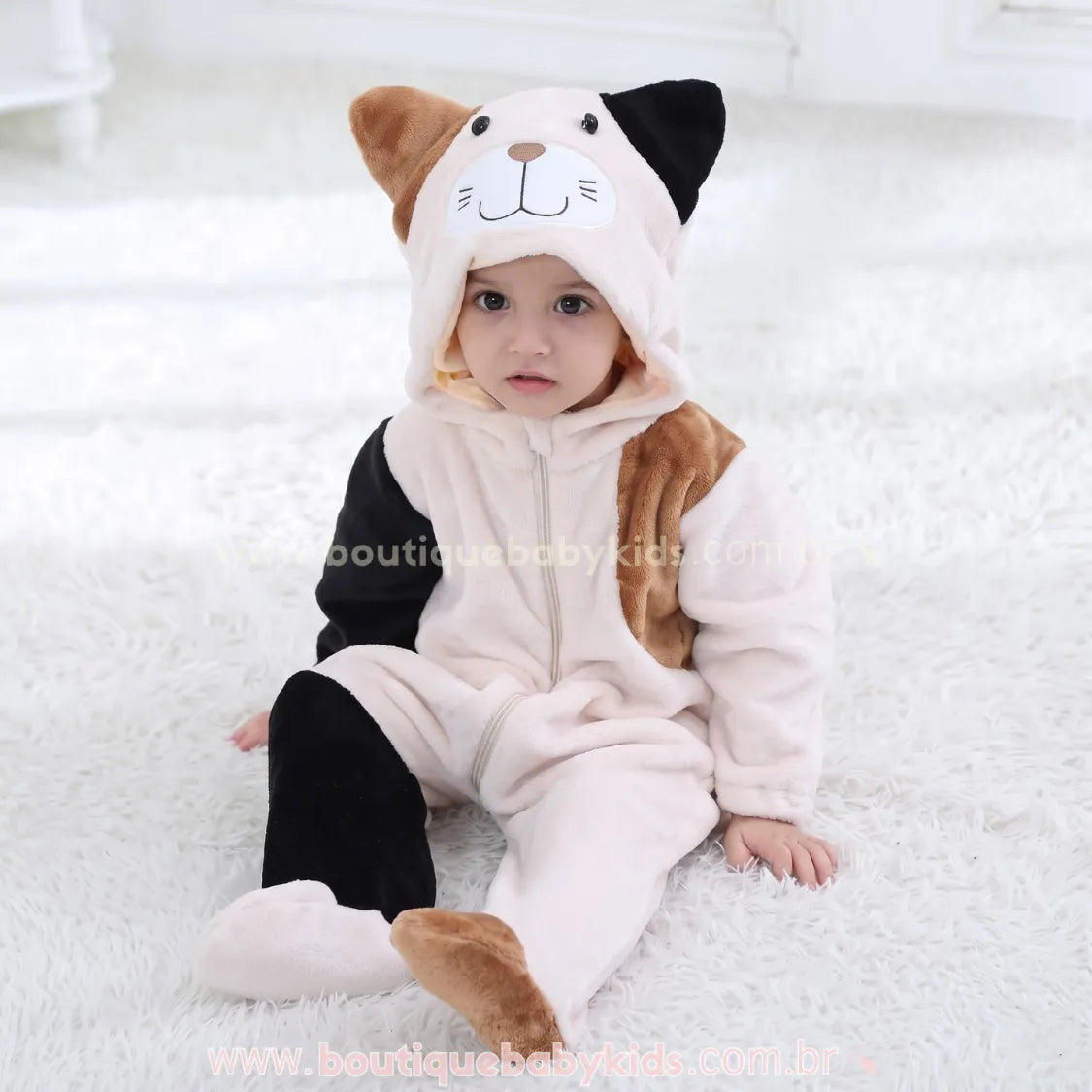 Macacão Bebê Fantasia Bichinho Gatinho Tricolor - Boutique Baby Kids