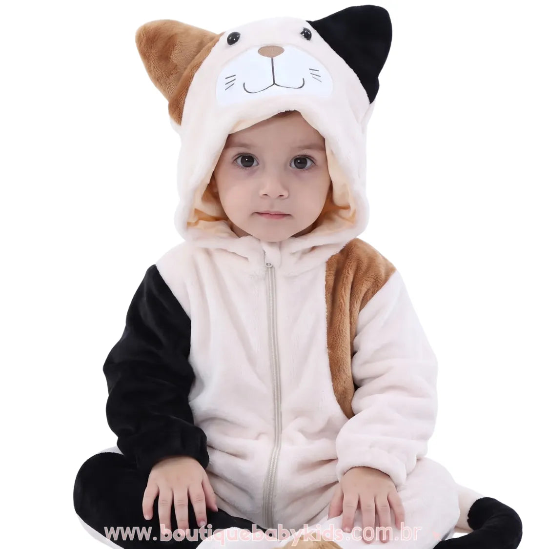 Macacão Bebê Fantasia Bichinho Gatinho Tricolor - Boutique Baby Kids