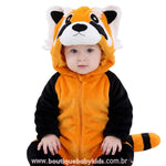Macacão Bebê Fantasia de Bichinho Guaxinim Laranja - Boutique Baby Kids