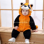 Macacão Bebê Fantasia de Bichinho Guaxinim Laranja - Boutique Baby Kids