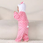 Macacão Bebê Fantasia Hello Kitty Rosa com Capuz e Orelhinhas - Boutique Baby Kids