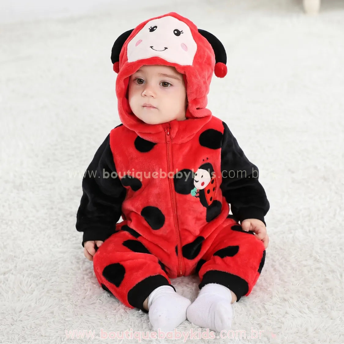 Macacão Bebê Fantasia de Bichinho Joaninha - Boutique Baby Kids