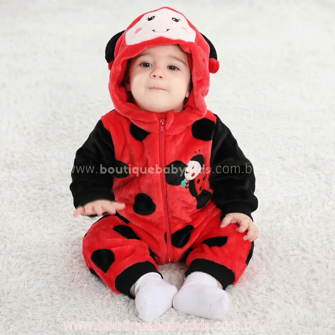 Macacão Bebê Fantasia de Bichinho Joaninha - Boutique Baby Kids
