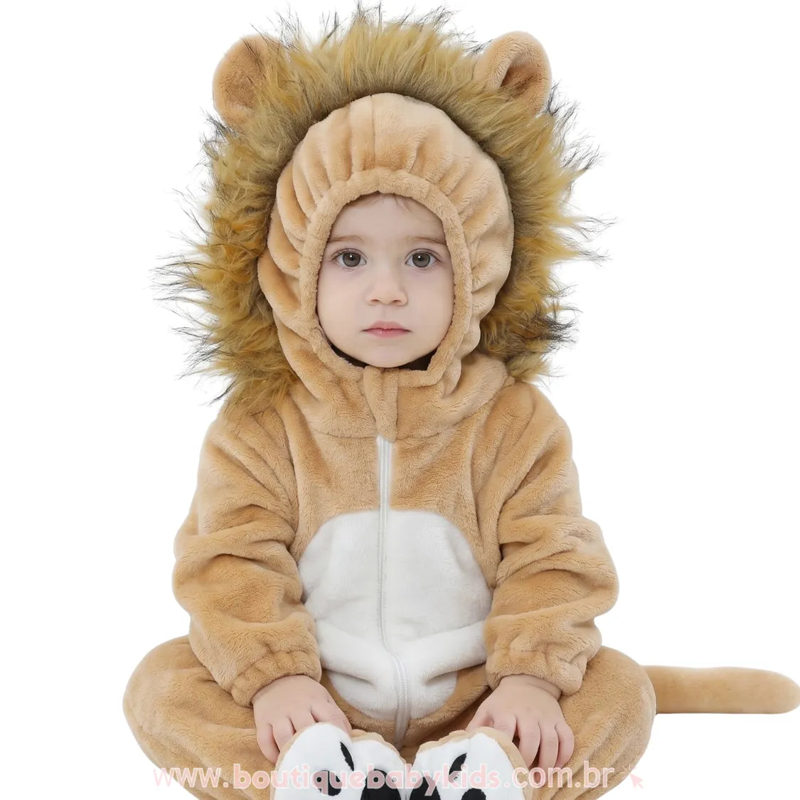 Macacão Bebê Fantasia Bichinho Leãozinho com Juba - Boutique Baby Kids