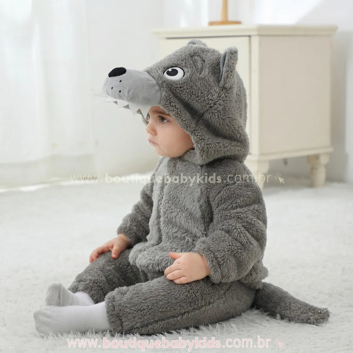 Macacão Bebê Fantasia Bichinho Lobo Mau - Boutique Baby Kids